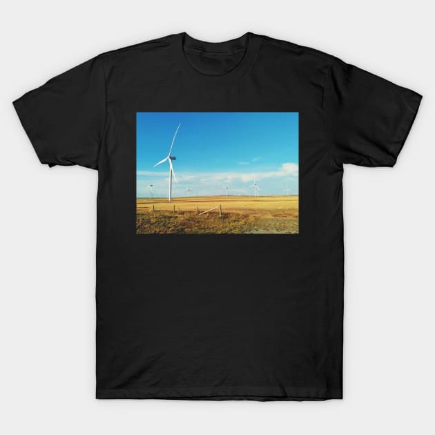 Wind turbine, Pincher Creek, Alberta, Canada. T-Shirt by Nalidsa